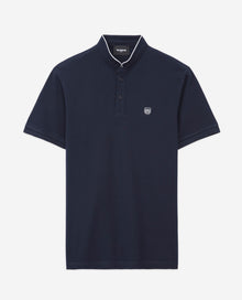 Classic Polo With Officer Collar | Men | Navy x Grey