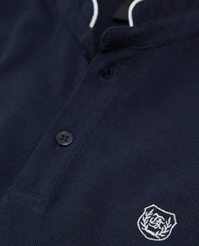 Classic Polo With Officer Collar | Men | Navy x Grey