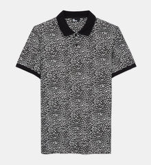 Black Leopard Print Polo | Men | Ecru