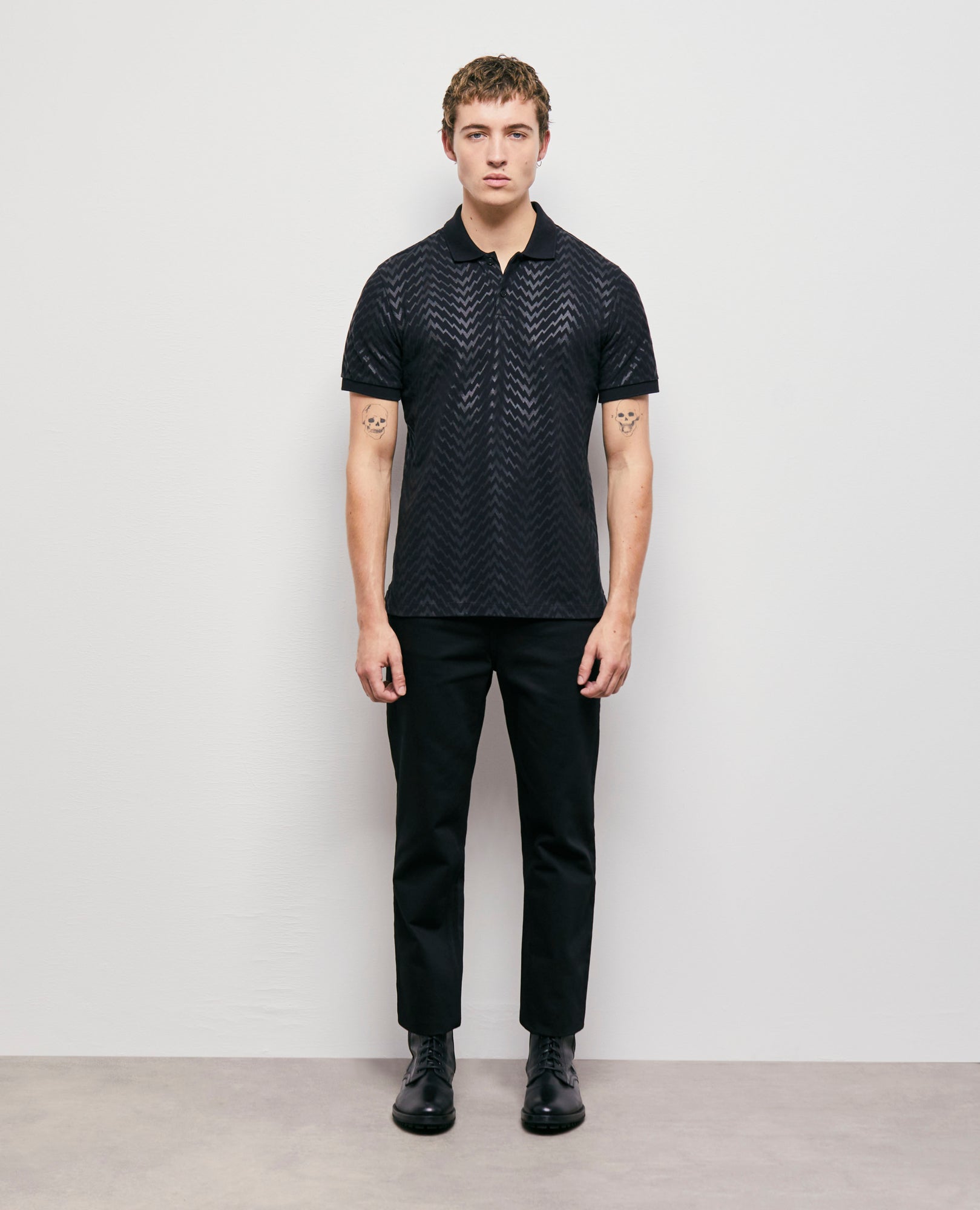 Printed Polo Shirt | Men | Black