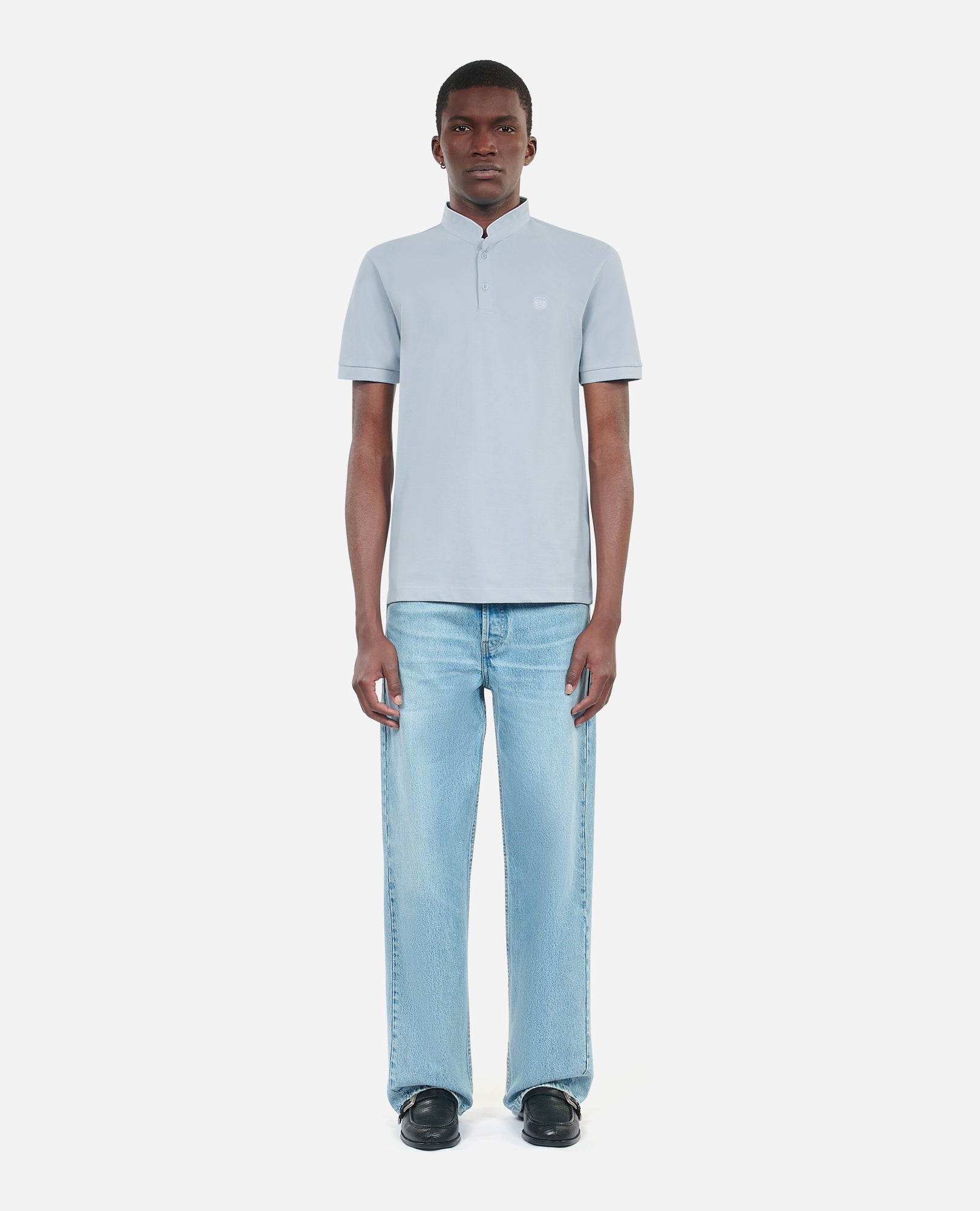 Cotton Pique Polo T-Shirt | Men | Light Blue