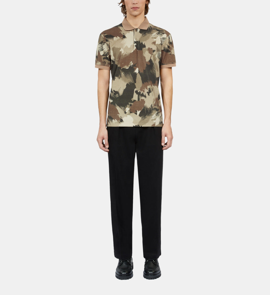 Print Pique Cotton Polo T-Shirt | Men | Camouflage