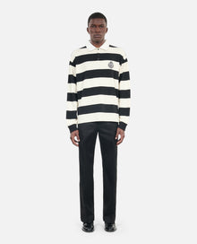 Long-Sleeved And Striped Polo T-Shirt | Men | Black x White