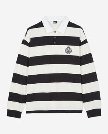 Long-Sleeved And Striped Polo T-Shirt | Men | Black x White