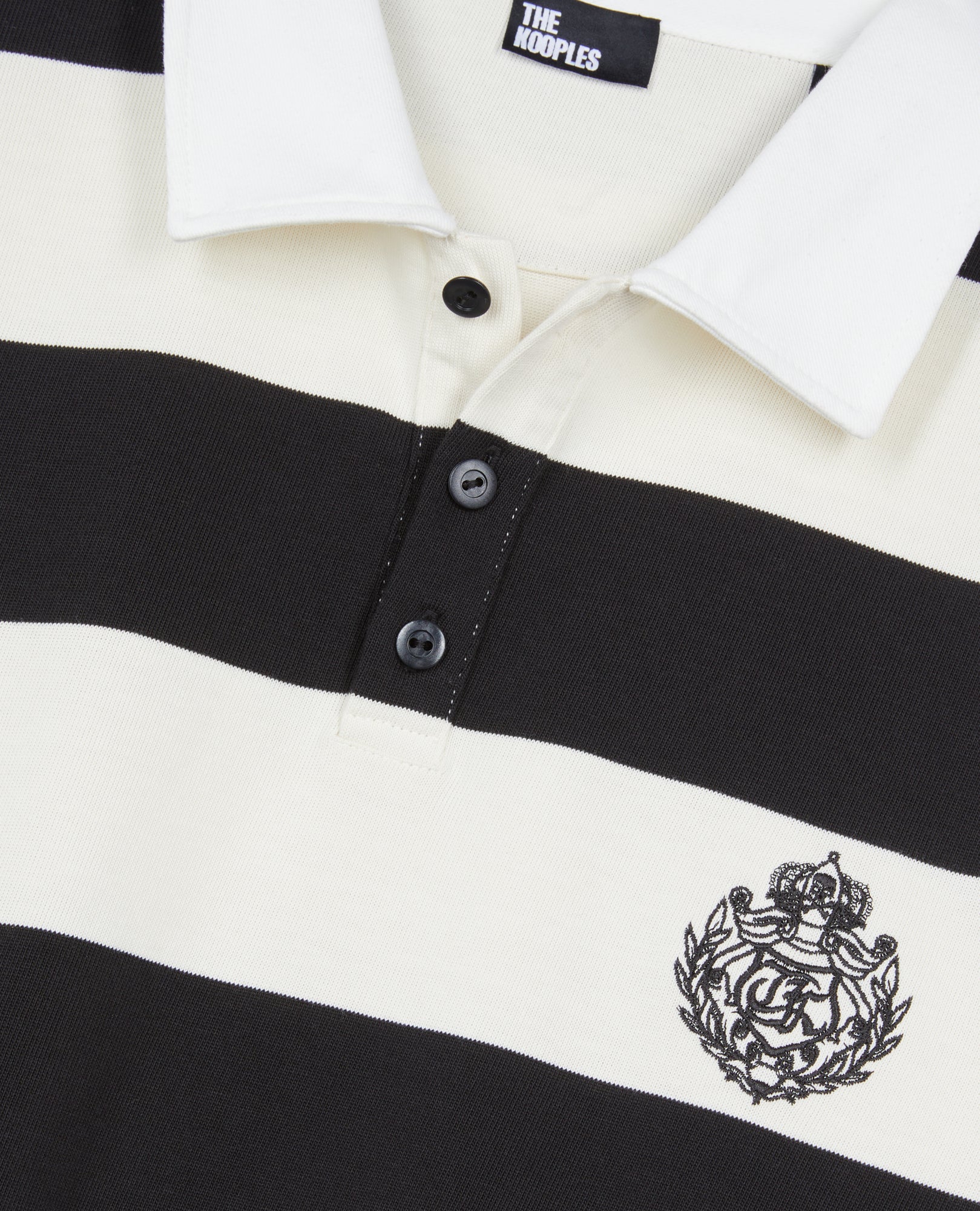 Long-Sleeved And Striped Polo T-Shirt | Men | Black x White