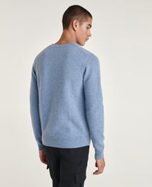 Sky Wool Sweater With Embroidered Heart | Men | Light Blue