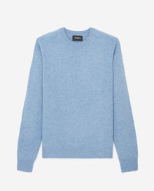 Sky Wool Sweater With Embroidered Heart | Men | Light Blue