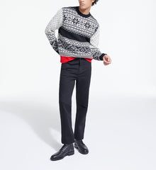 Patterned Wool Sweater | Men | Black Red Off White