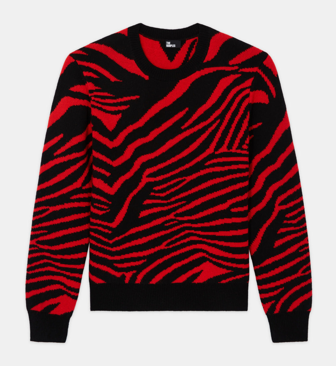 Wool Printed Sweater | Men | Black x Red