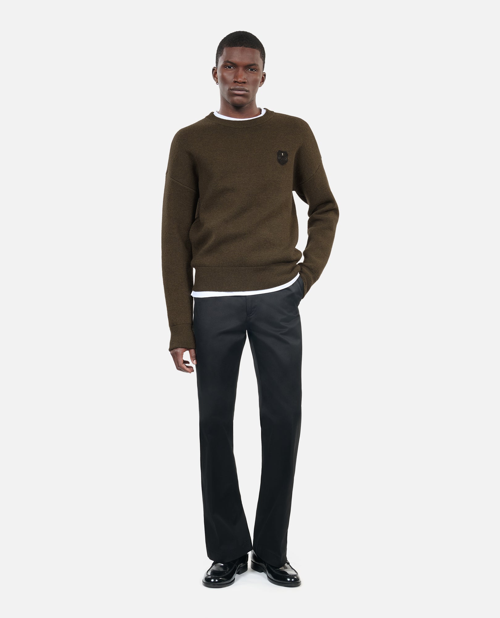 Khaki Wool Sweater | Men | Olive Night