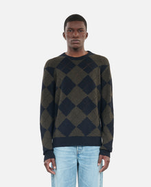 Black And Khaki Diamond Sweater | Men | Green Navy