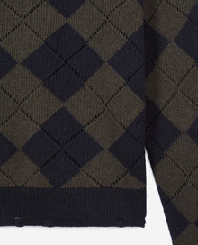 Black And Khaki Diamond Sweater | Men | Green Navy