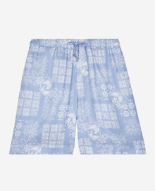 Paisley Print Shorts | Men | White x Sky Blue