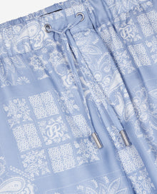 Paisley Print Shorts | Men | White x Sky Blue