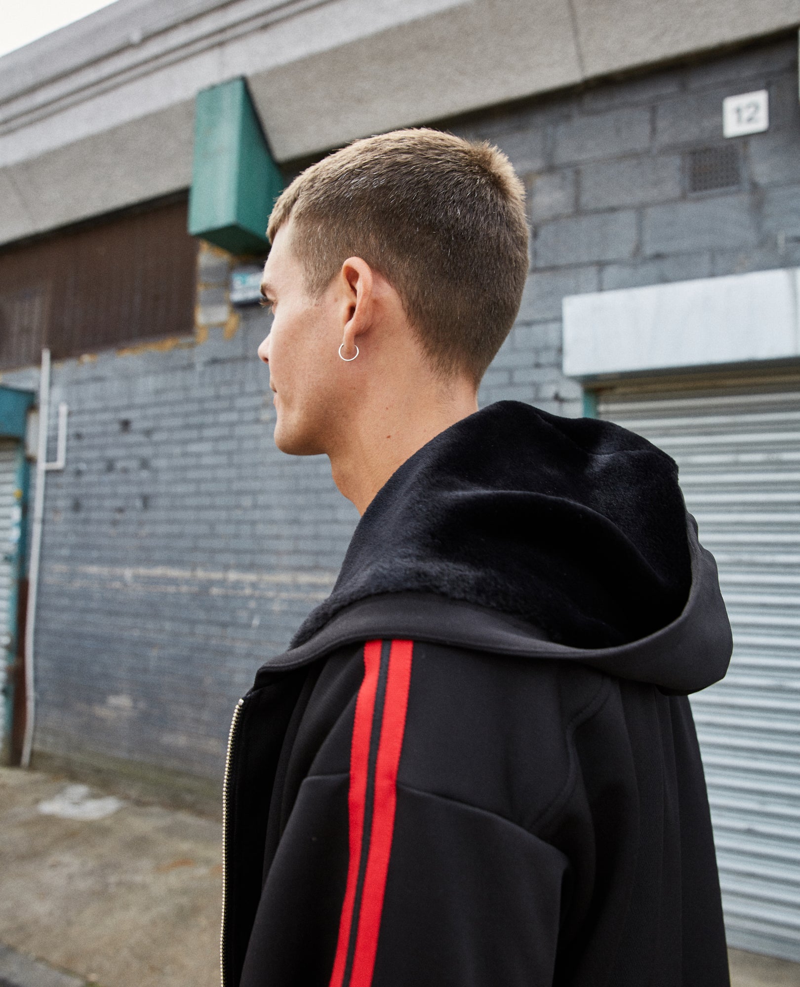 Burgundy, Technical Fabric Sweatshirt With Contrasting Bands | Men | Black x Red