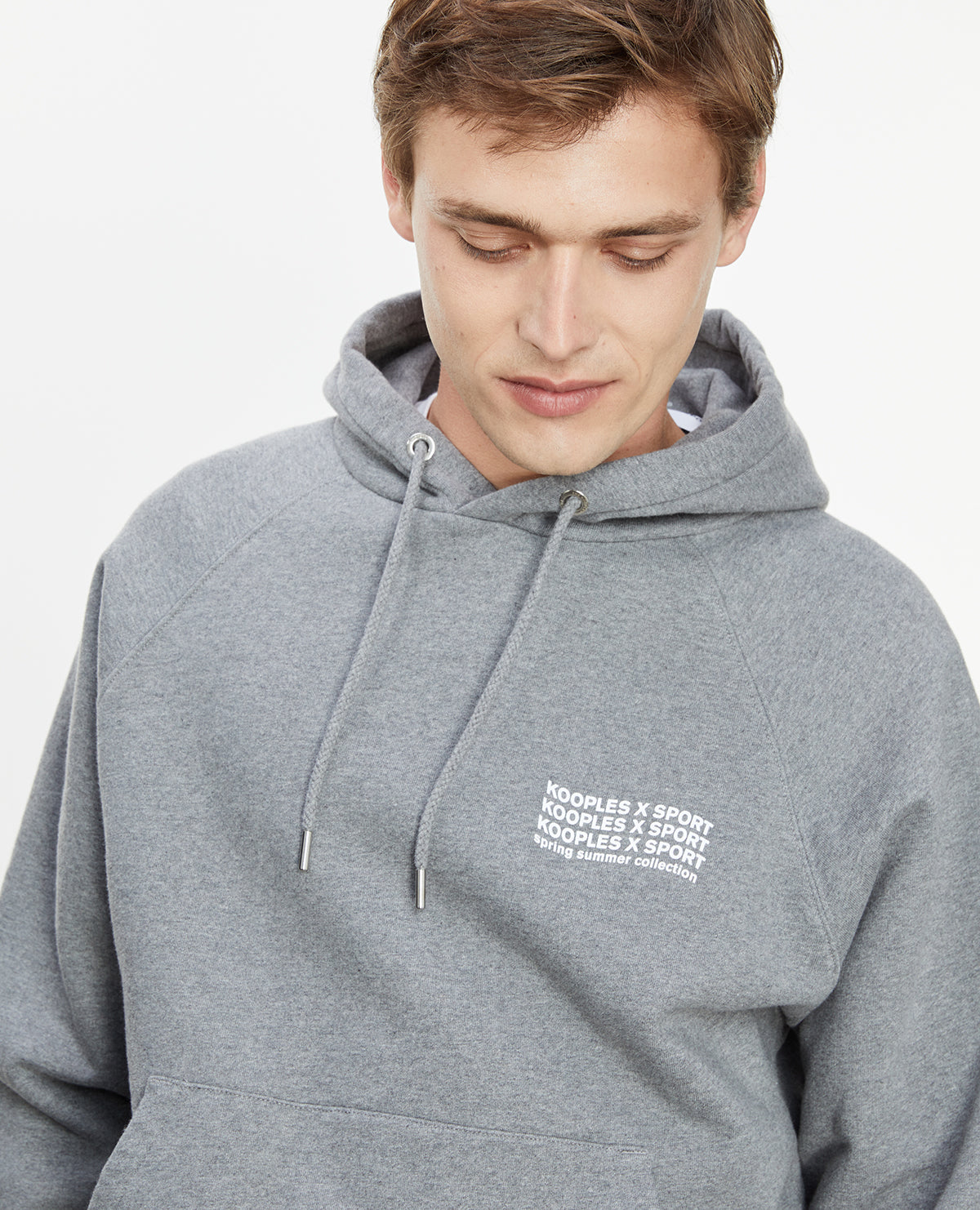 Flecked Gray Hoodie In Cotton With Logo | Men | Grey Melange