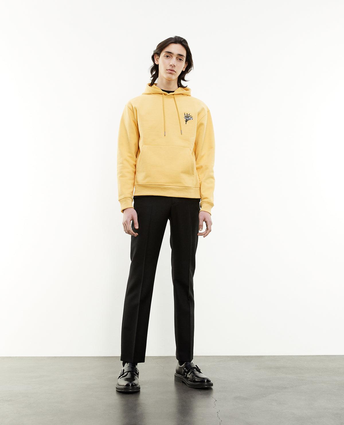 Hoodie With Embroidered Flower | Men | Light Yellow