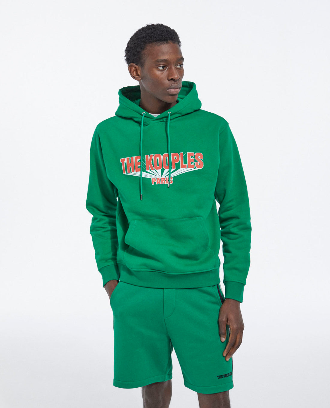 Printed Hoodie With Contrasting Logo | Men | Green