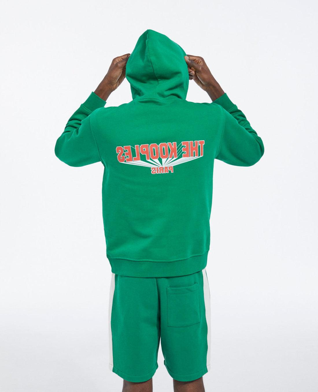 Printed Hoodie With Contrasting Logo | Men | Green