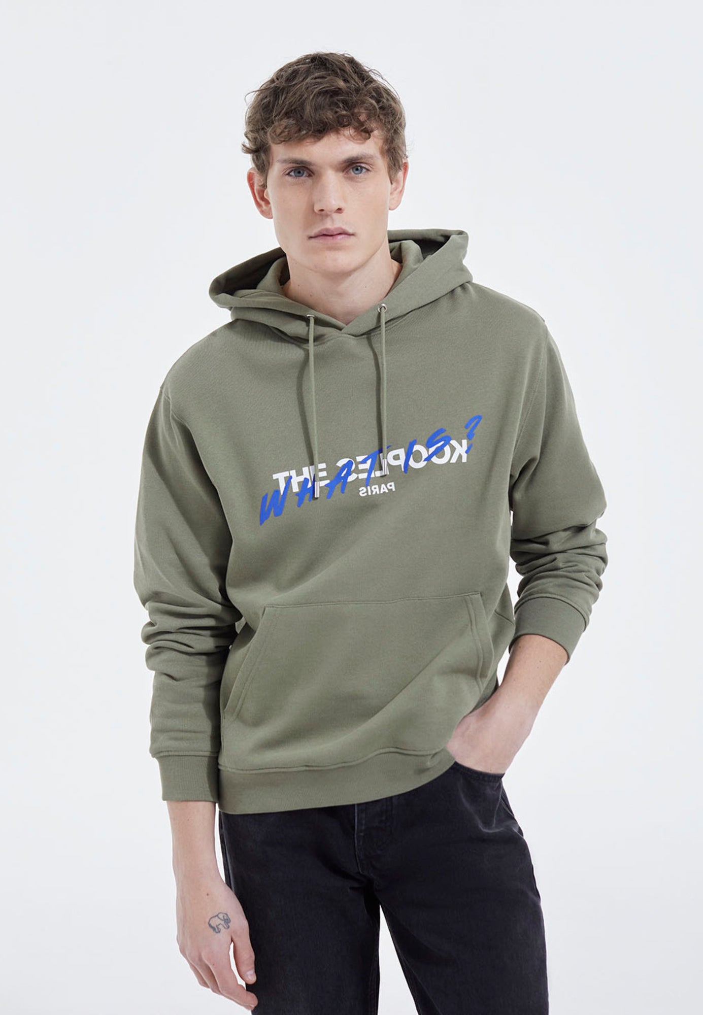 Hoodie With "What Is" Logo | Men | Khaki