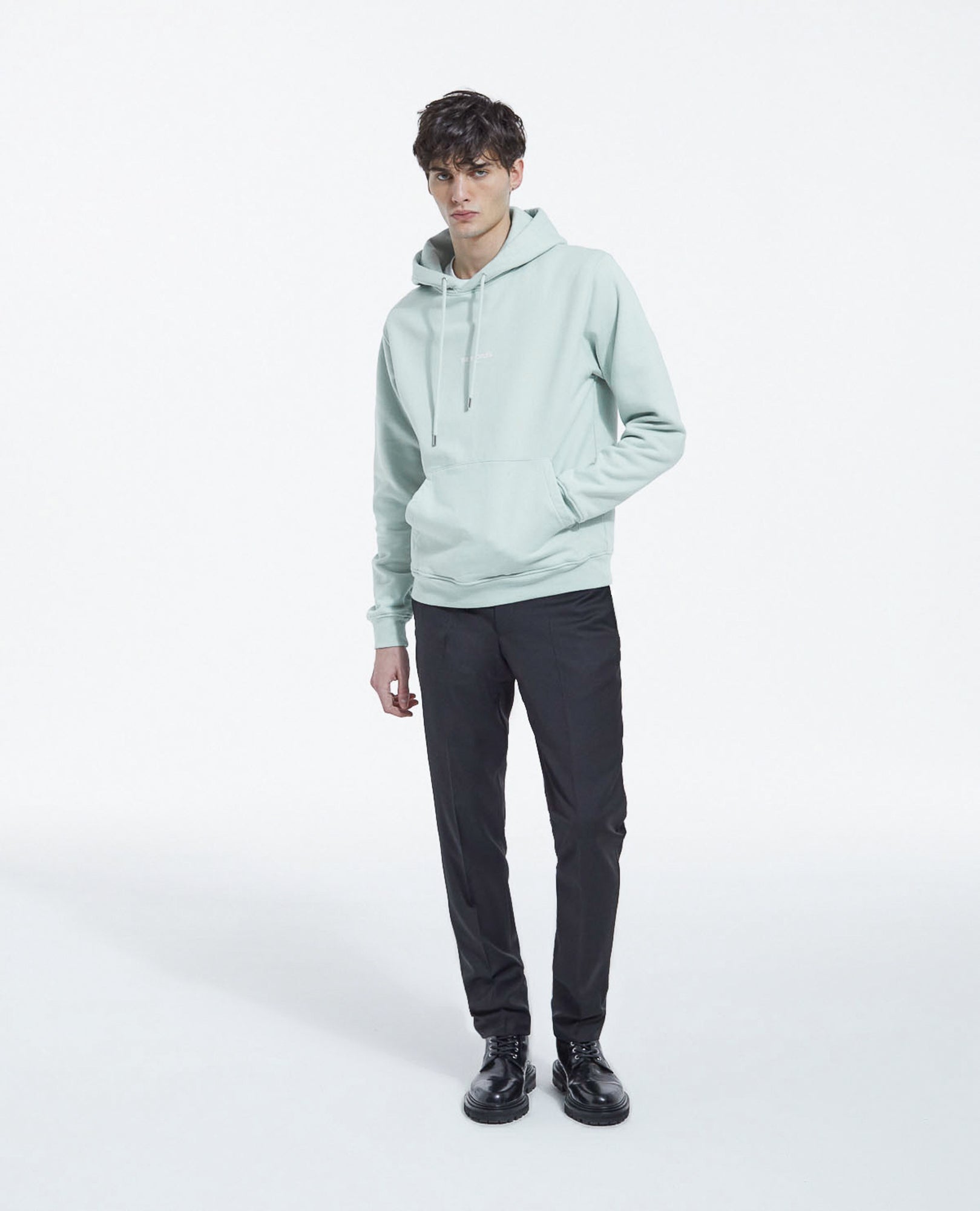 Sea Green Hoodie With Logo On The Chest | Men | Gris Bleu