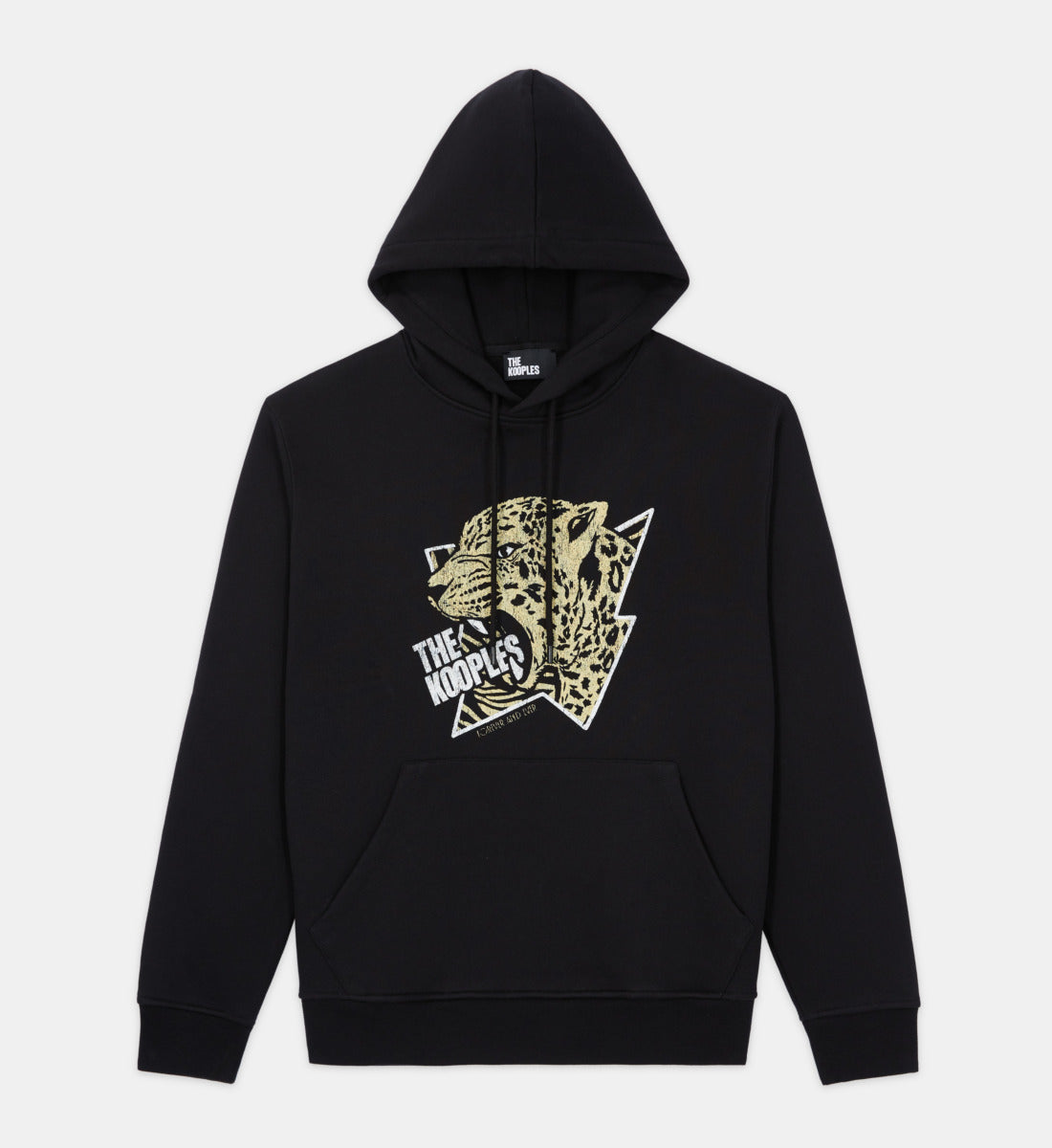 Hoodie With Tiger Screen Print | Men | Black x Antic Gold