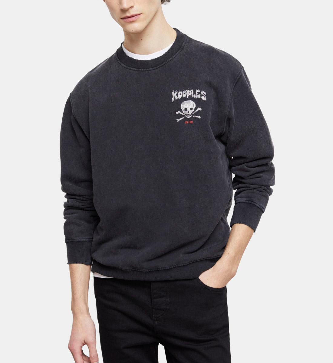 Screen Print Sweatshirt | Men | Black Washed