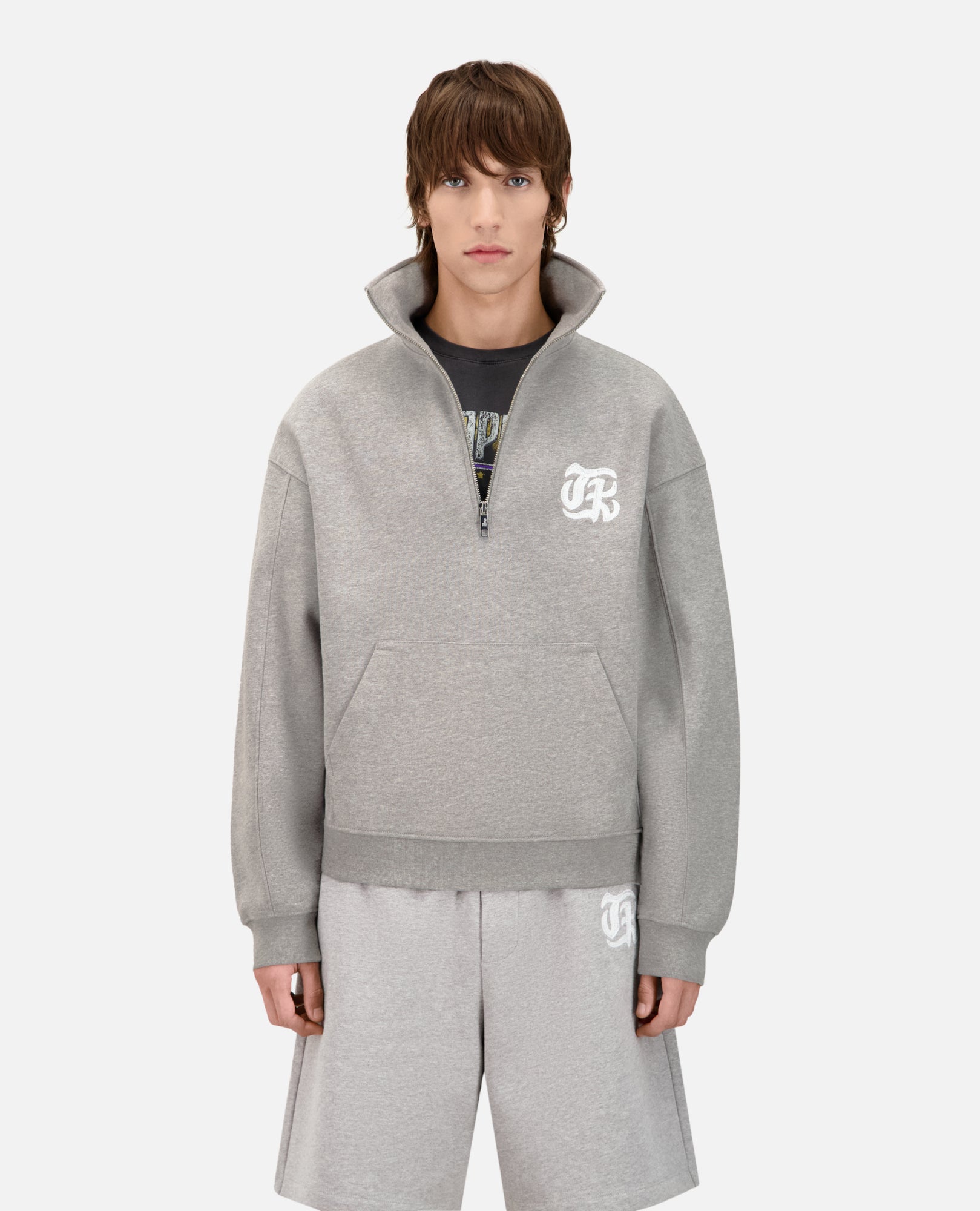 Grey Sweatshirt With Blazon Serigraphy | Men | Ardoise