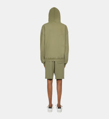 Light Green Hoodie With Logo Embroidery | Men | Khaki Grey