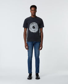 Cotton T-Shirt With Target & Logo Print | Men | Black Washed