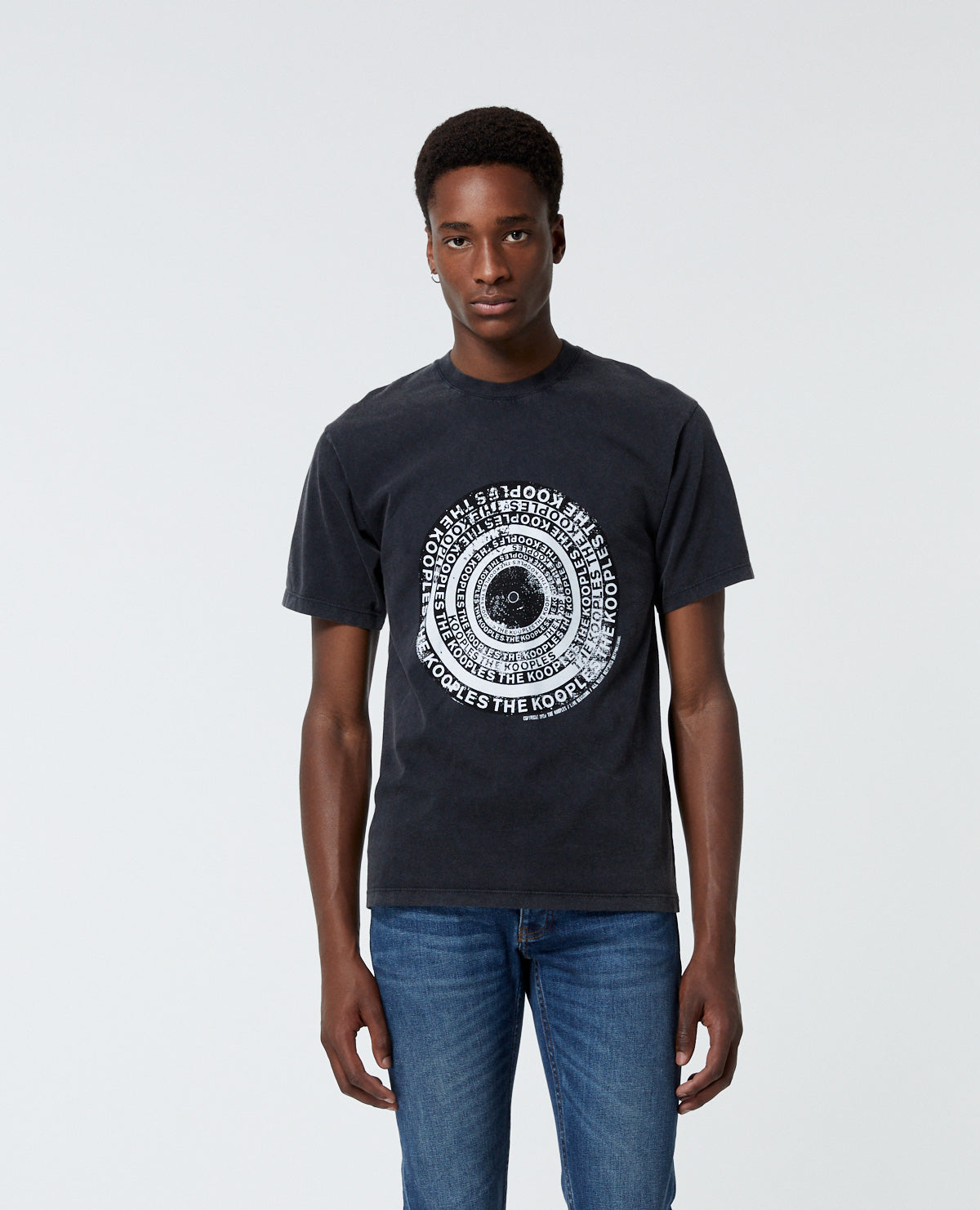 Cotton T-Shirt With Target & Logo Print | Men | Black Washed