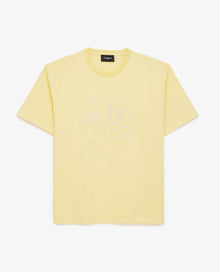 Cotton T-Shirt With Tone-On-Tone Embroidery | Men | Yellow