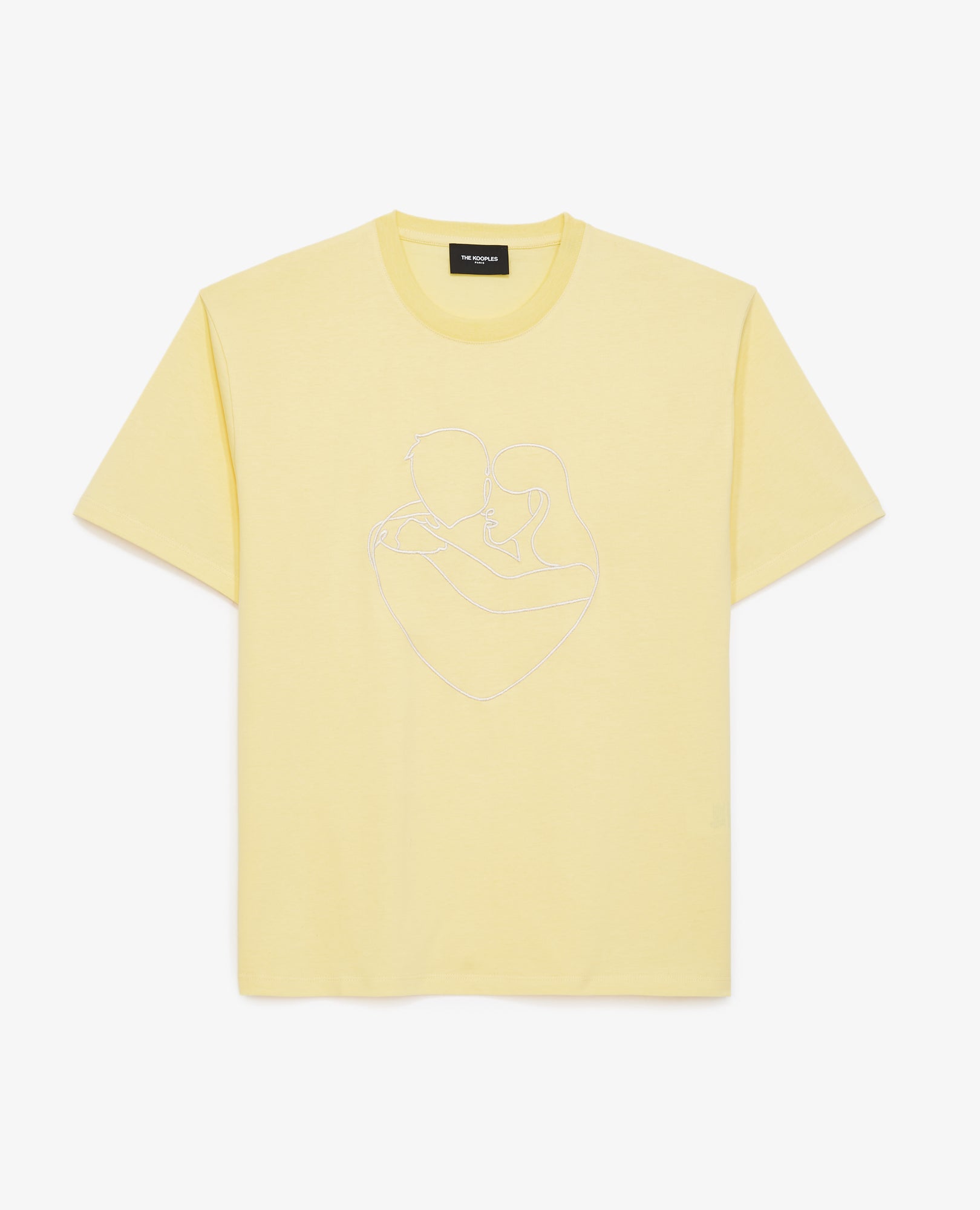 Cotton T-Shirt With Tone-On-Tone Embroidery | Men | Yellow