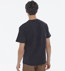 Crew Neck Cotton T-Shirt W/ Eagle Print | Men | Black Washed