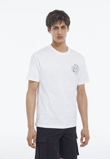 Printed T-Shirt With Skull And Flowers | Men | White