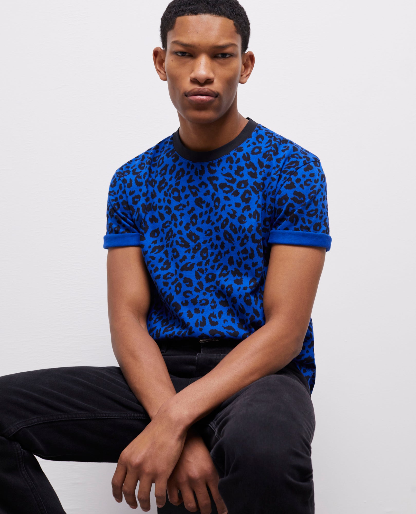 Leopard Print Shirt | Men | Blue Electric