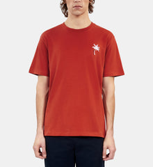 T-Shirt With Palm Tree Embroidery | Men | Red Brique