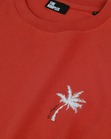 T-Shirt With Palm Tree Embroidery | Men | Red Brique