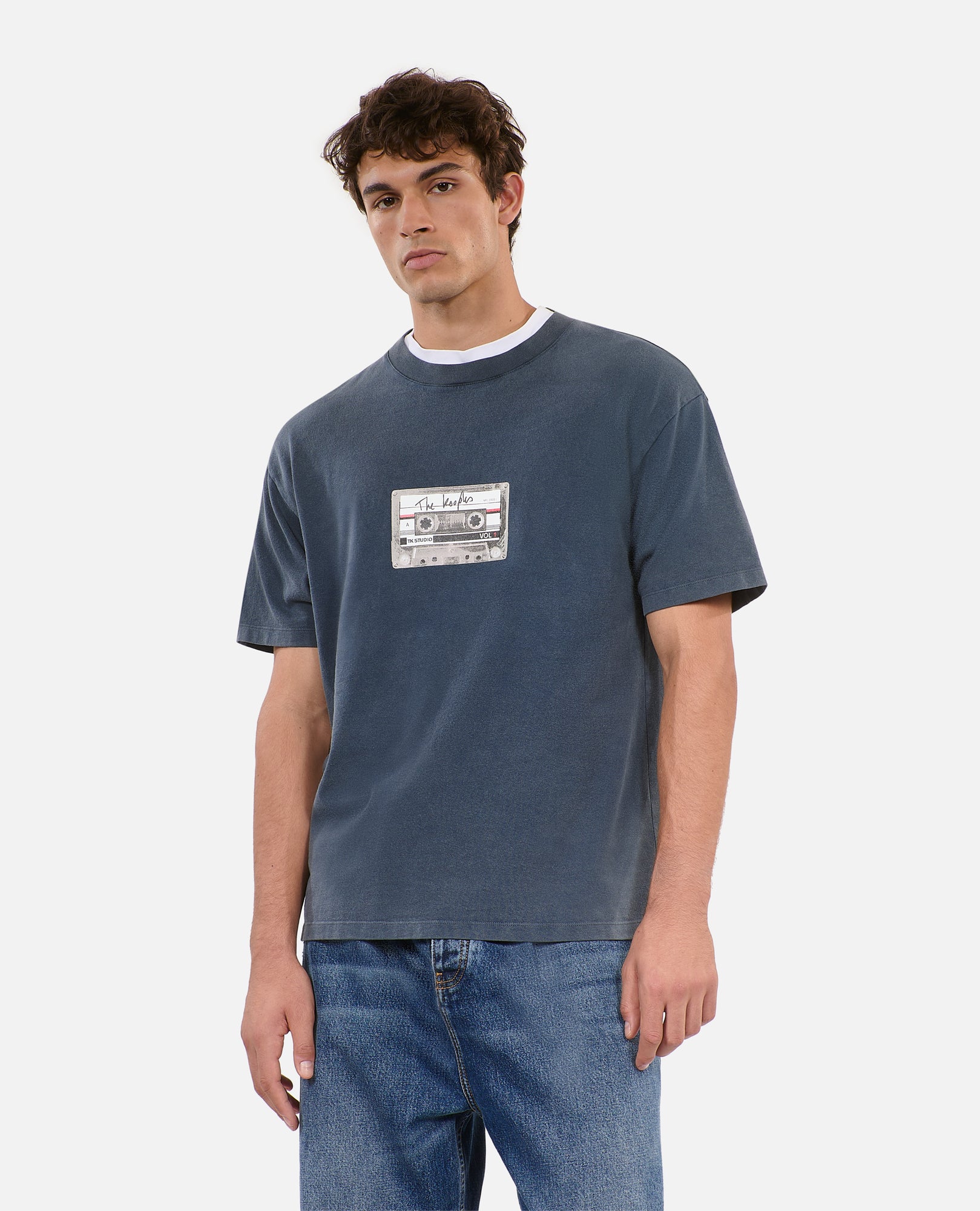 Blue Screen Printed T-Shirt | Men | Carbone