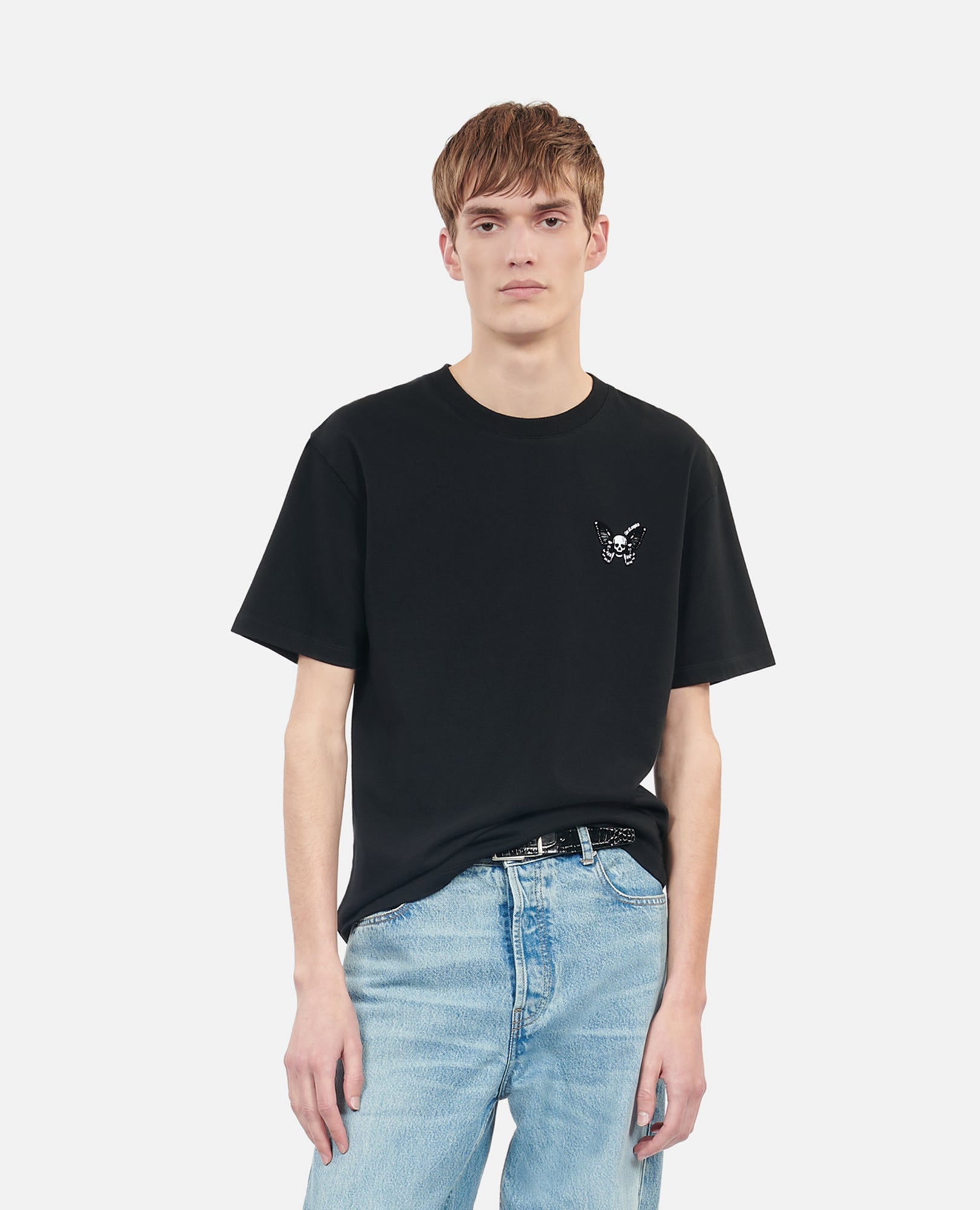 T-Shirt With Butterfly Flocking | Men | Black