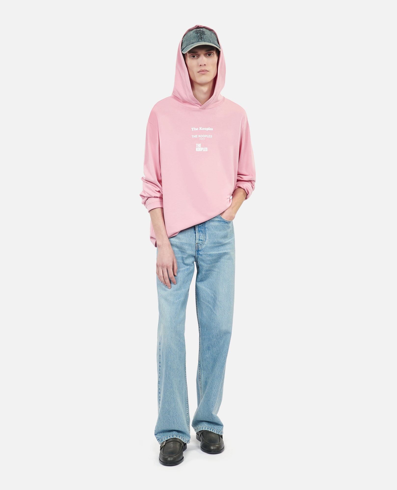 Long-Sleeved Hooded Locations Serigraphy T-Shirt | Men | Sweet Pink