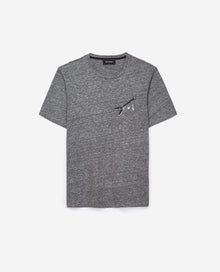 T-Shirt With Embroidered Details And Pins | Men | Light Grey Melange