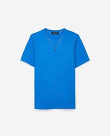 Cotton T-Shirt With Folk Necklace | Men | Bright Blue