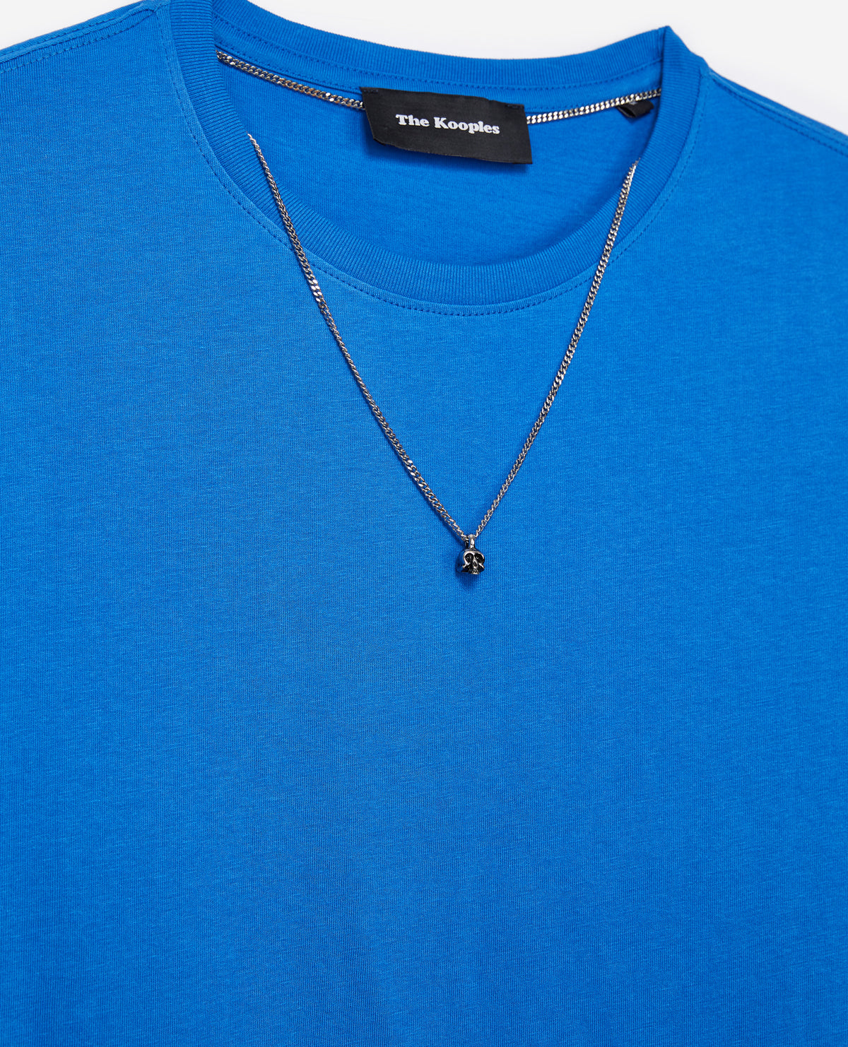 Cotton T-Shirt With Folk Necklace | Men | Bright Blue