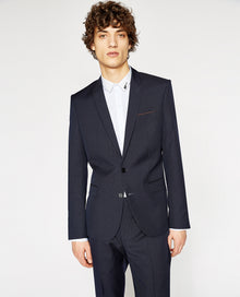 Suit Jacket With Micro-Motifs | Men | Navy x Blue