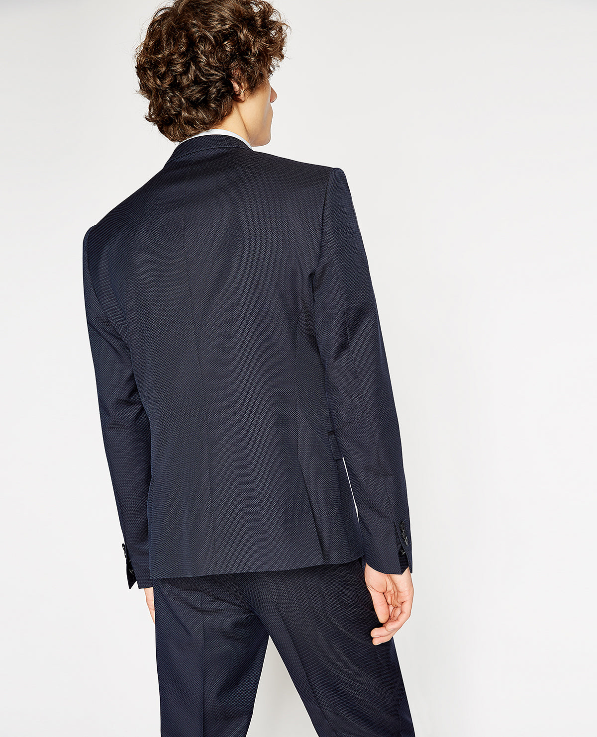 Suit Jacket With Micro-Motifs | Men | Navy x Blue