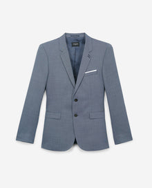 Slim-Fit Wool Suit Jacket With Micro Motif | Men | Blue