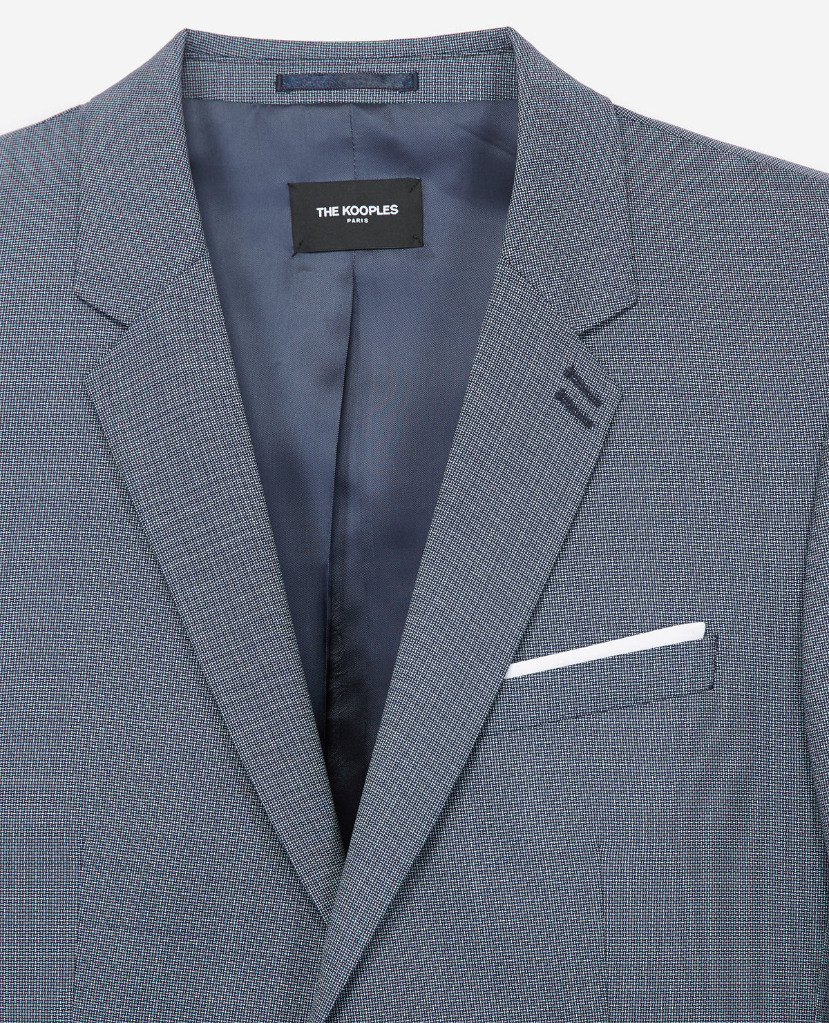 Slim-Fit Wool Suit Jacket With Micro Motif | Men | Blue