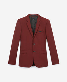 Slim Wool Jacket W/Notched Lapels | Men | Burgundy