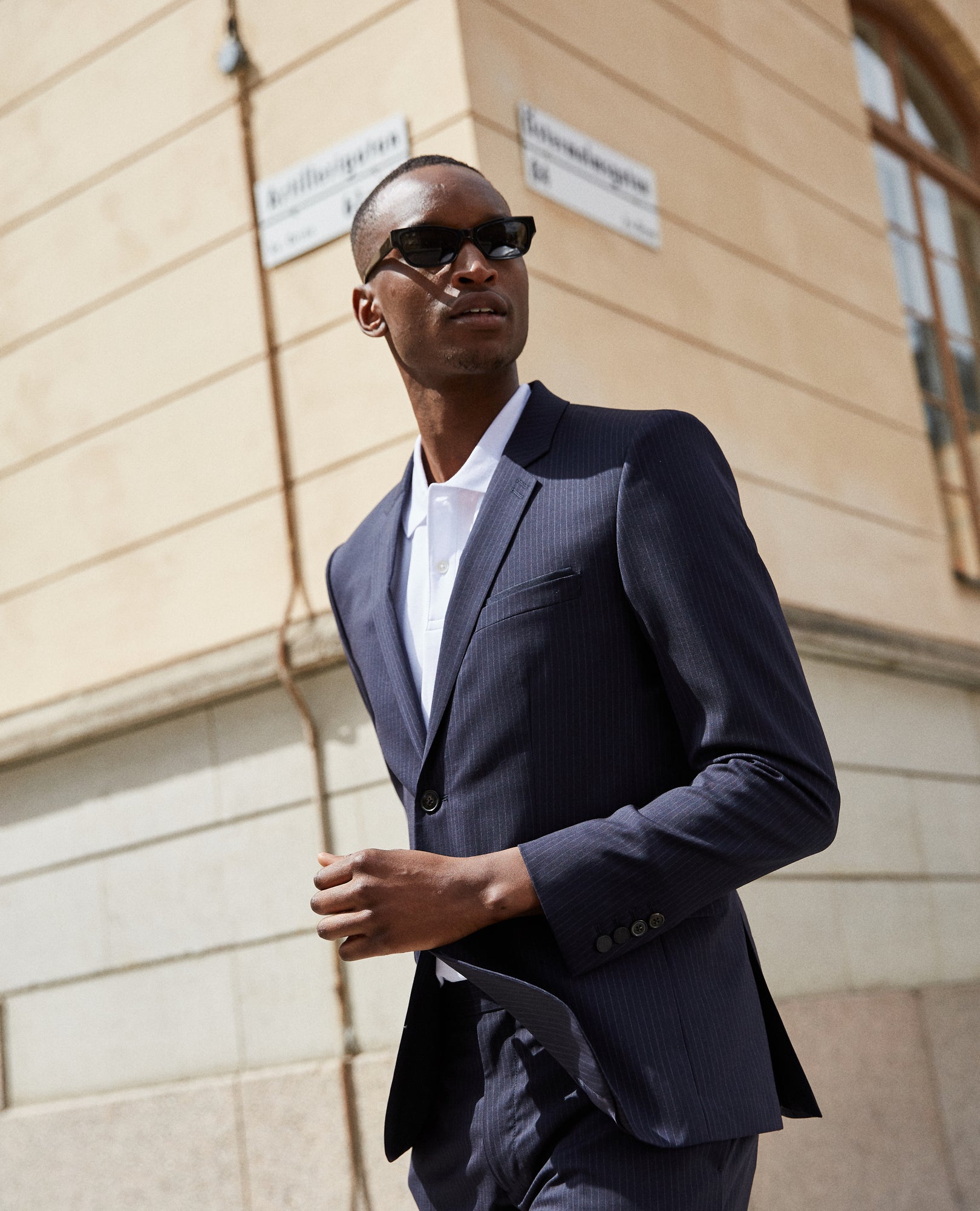 Blue Wool Formal Jacket With Stripes | Men | Navy